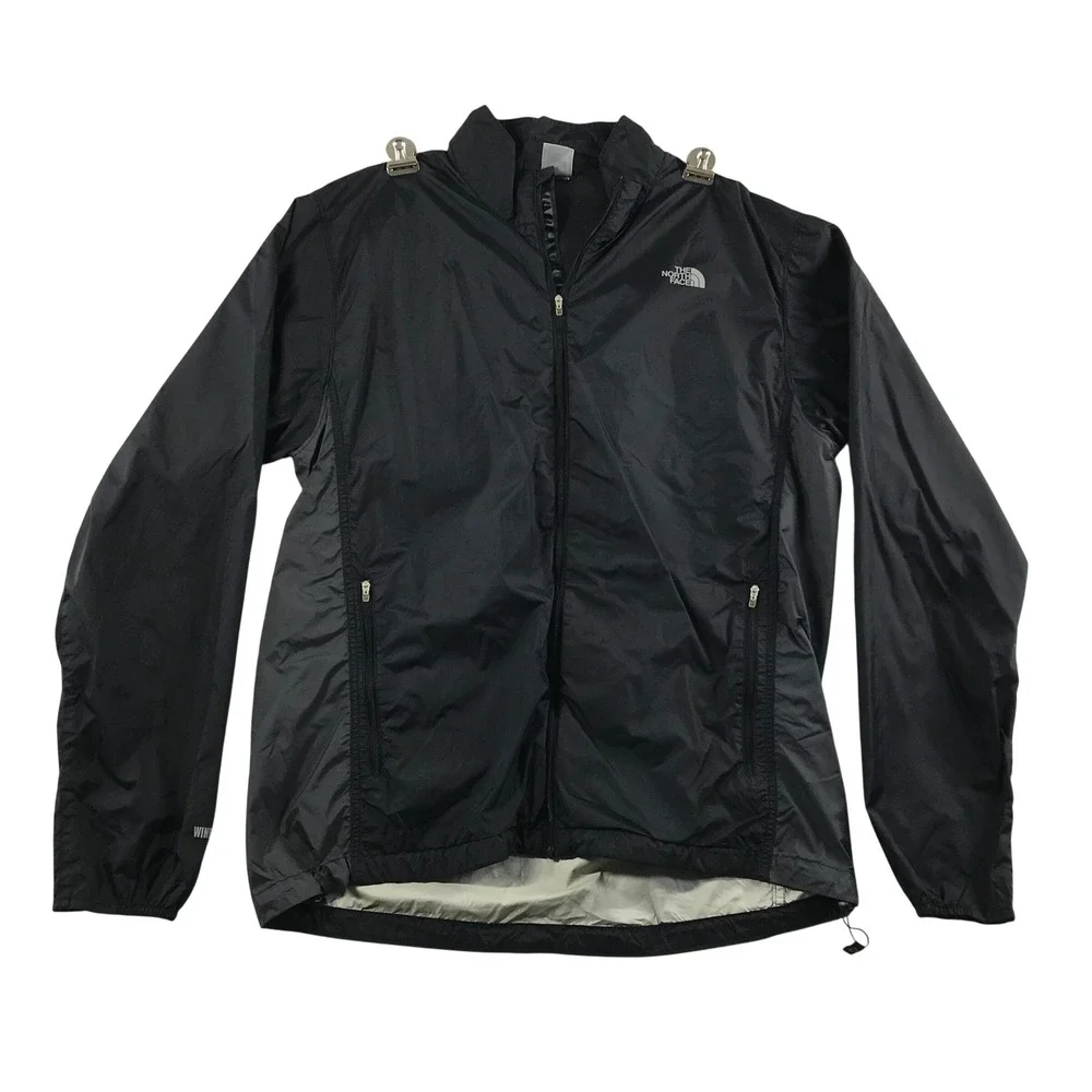 The North Face Mens XL Black Windstopper Full Zip Nylon Ripstop Jacket Venting